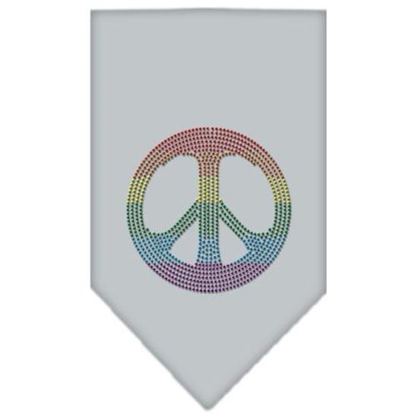 Unconditional Love Rainbow Peace Sign Rhinestone Bandana Grey Small UN852336